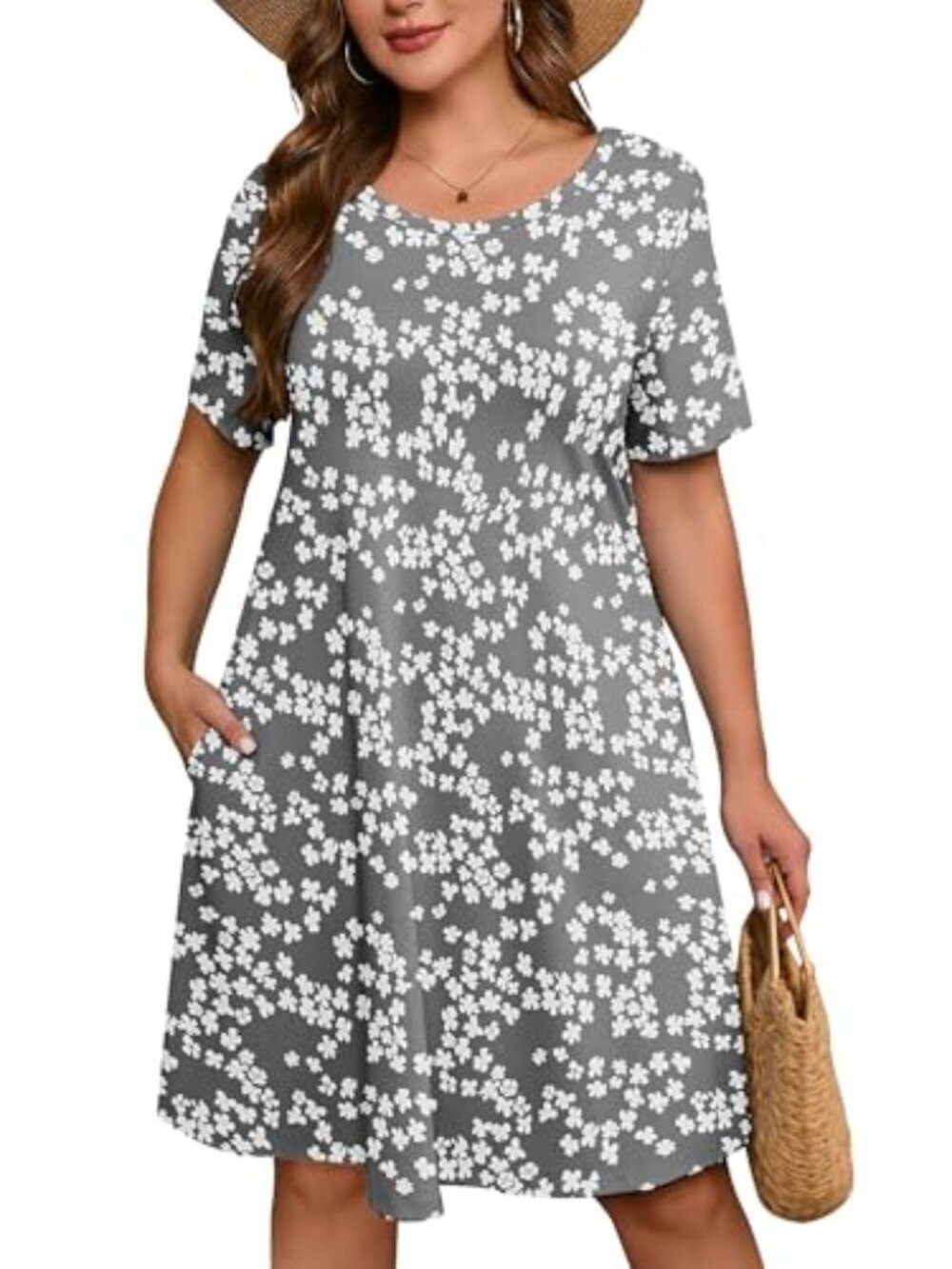 🆕 Plus Size Dress for Women Summer Casual T Shirt Beach Dresses Short Sleeve